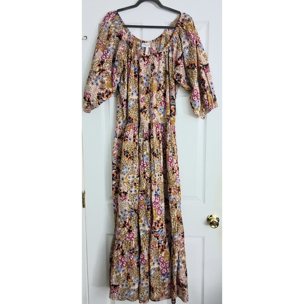 NWT Apiece Apart Floral Maxi Dress in Mustard, Pink, Blue